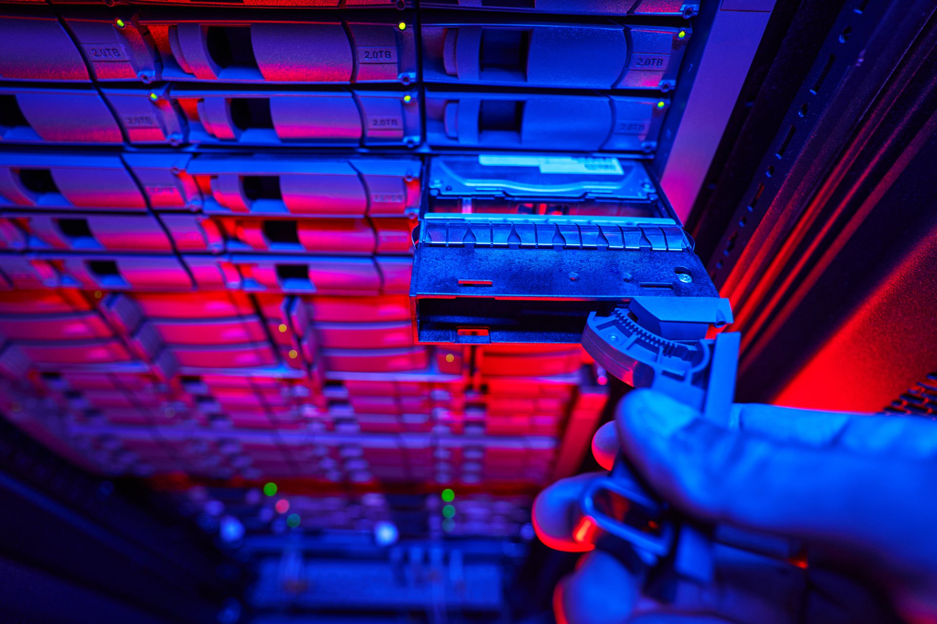 Modern server and telecommunication equipment in close-up, the containerised AWS services that take work off a mutual bank's legacy core